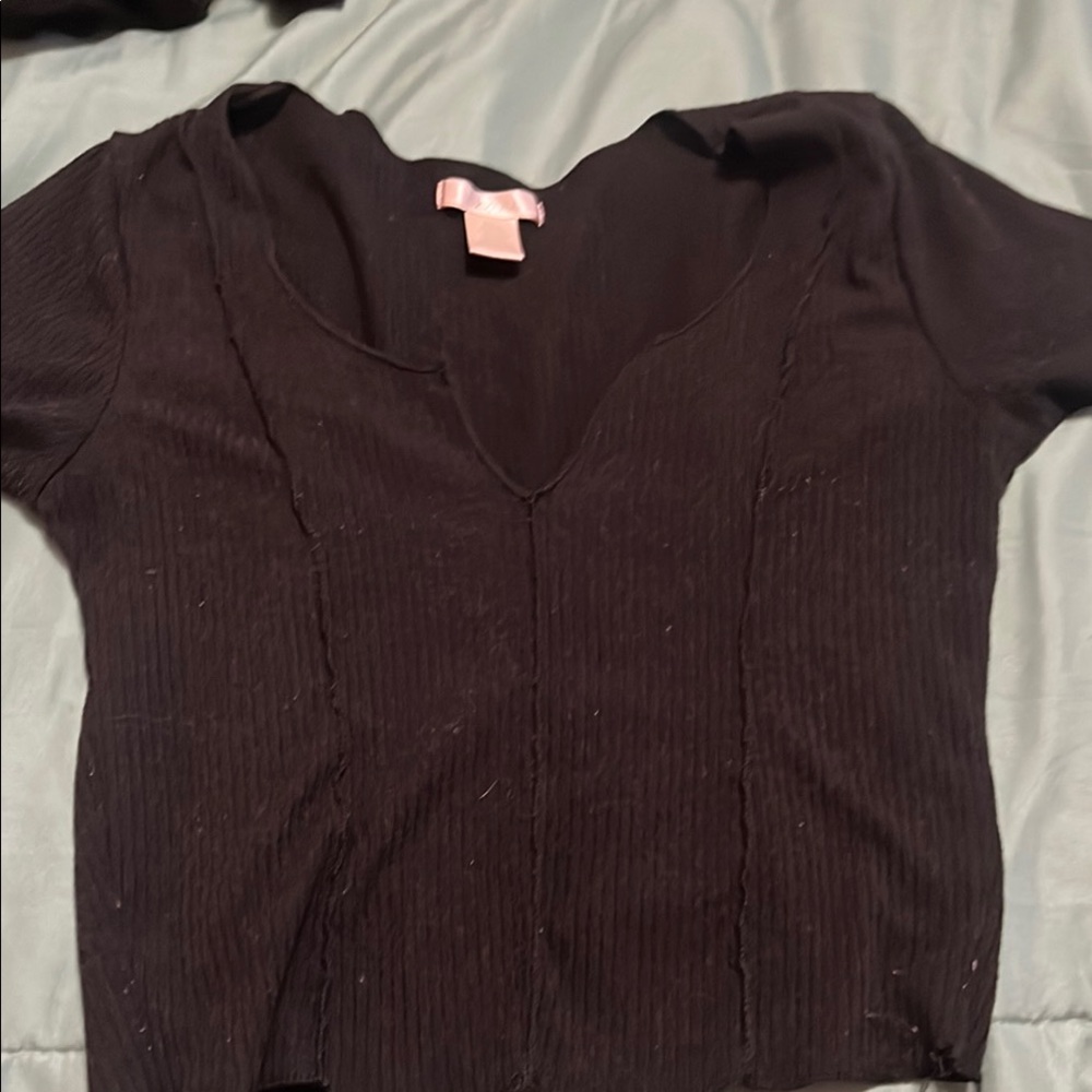 Women's Black V-Neck Top